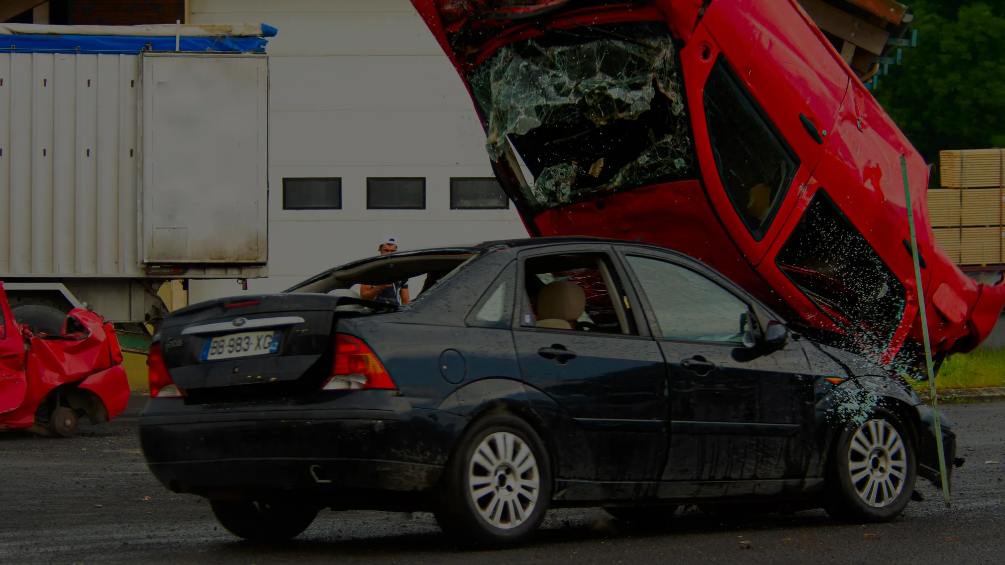 Two vehicles involved in a serious car accident collision